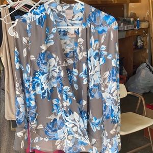 Grey and blue flower shirt